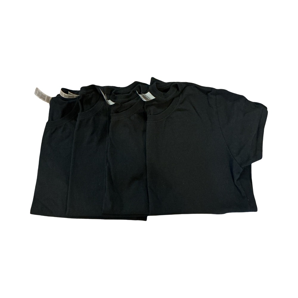 Set of 4 Gildan Heavy Cotton Black Short Sleeve Crew Neck T-Shirts Womens Small - Picture 4 of 5